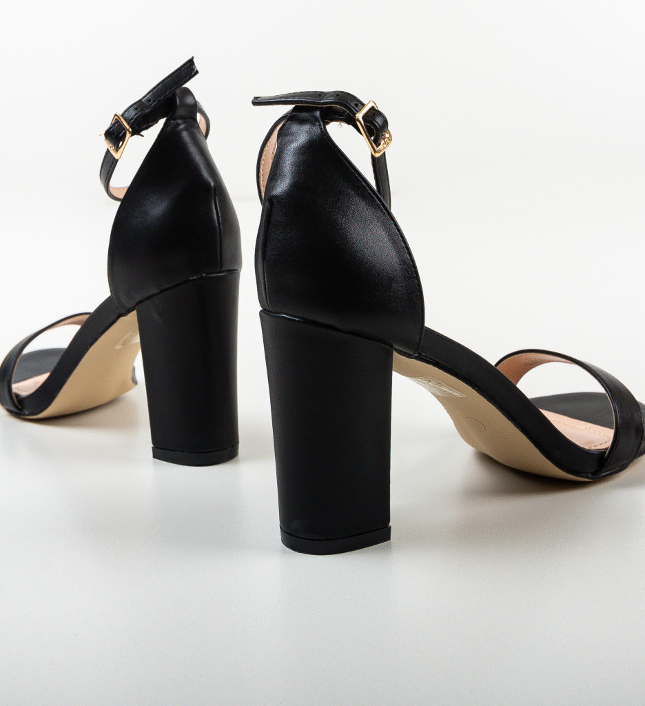 Sandale Ruairi Negre cu Toc Elegant - imagine 6
