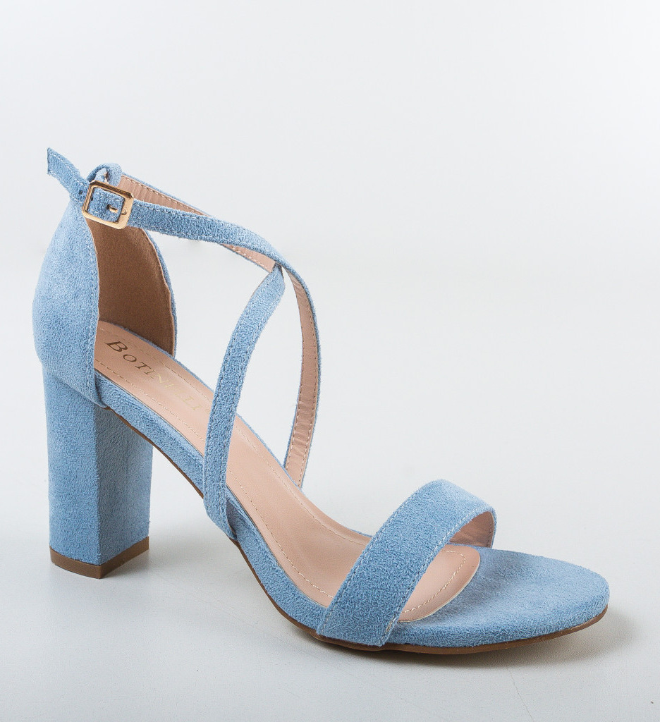 Sandale Tranta Albastre Elegante cu Toc - imagine 5