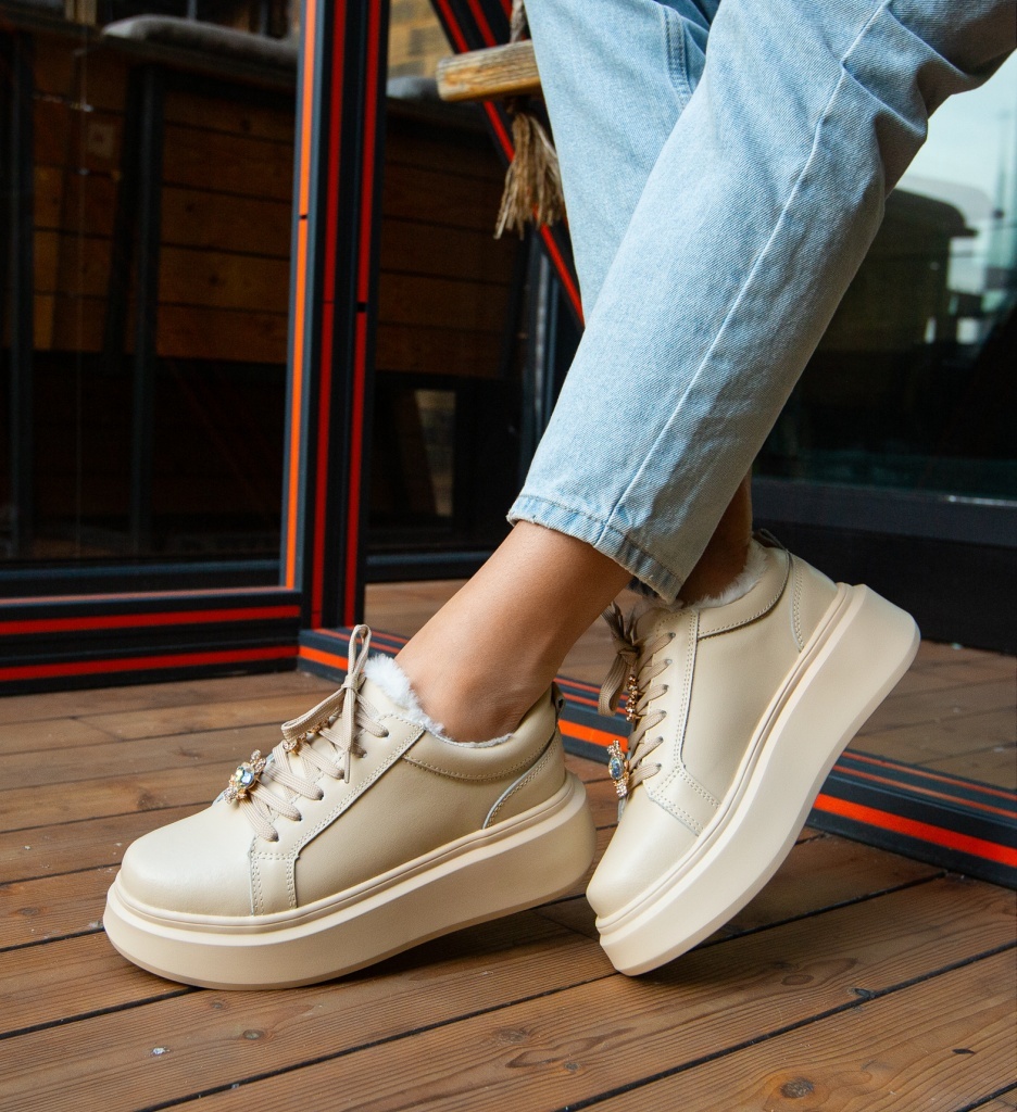Sneakers Dama Neraro Bej | Confort și Stil - imagine 2
