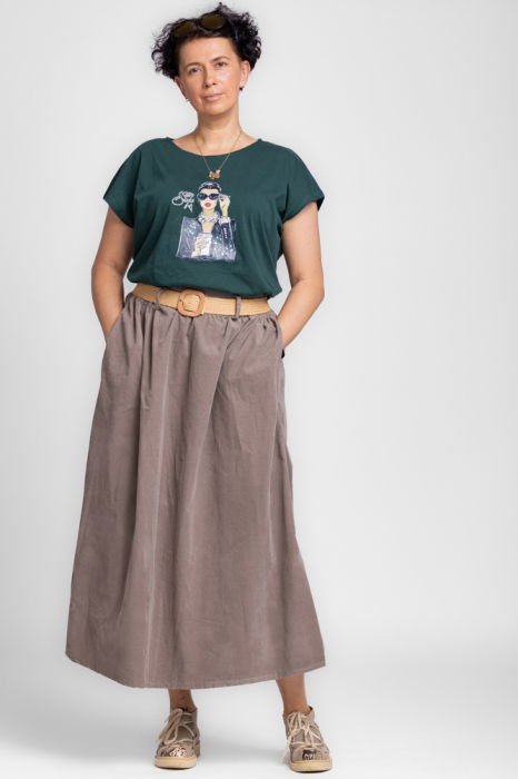 Fusta Catifea Bej Rosa 99 | Elegantă