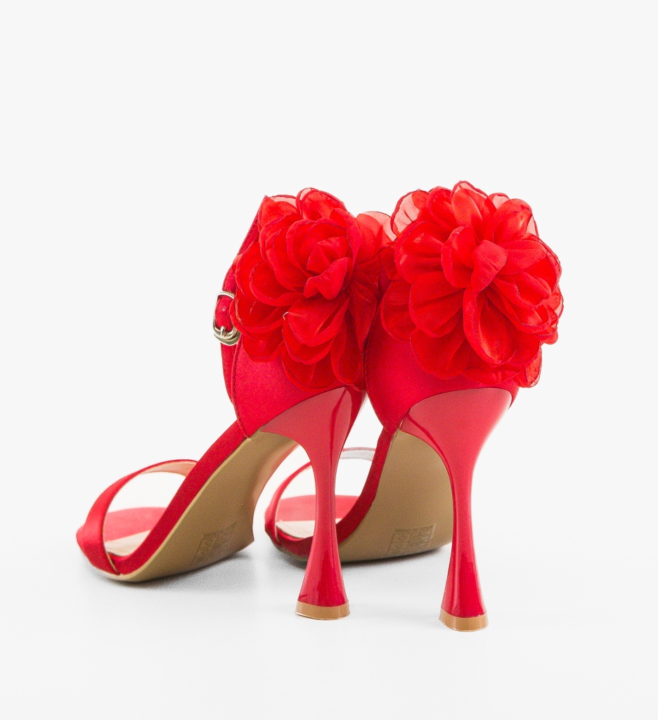 Sandale cu Toc Kadit Rosii Elegante - imagine 5