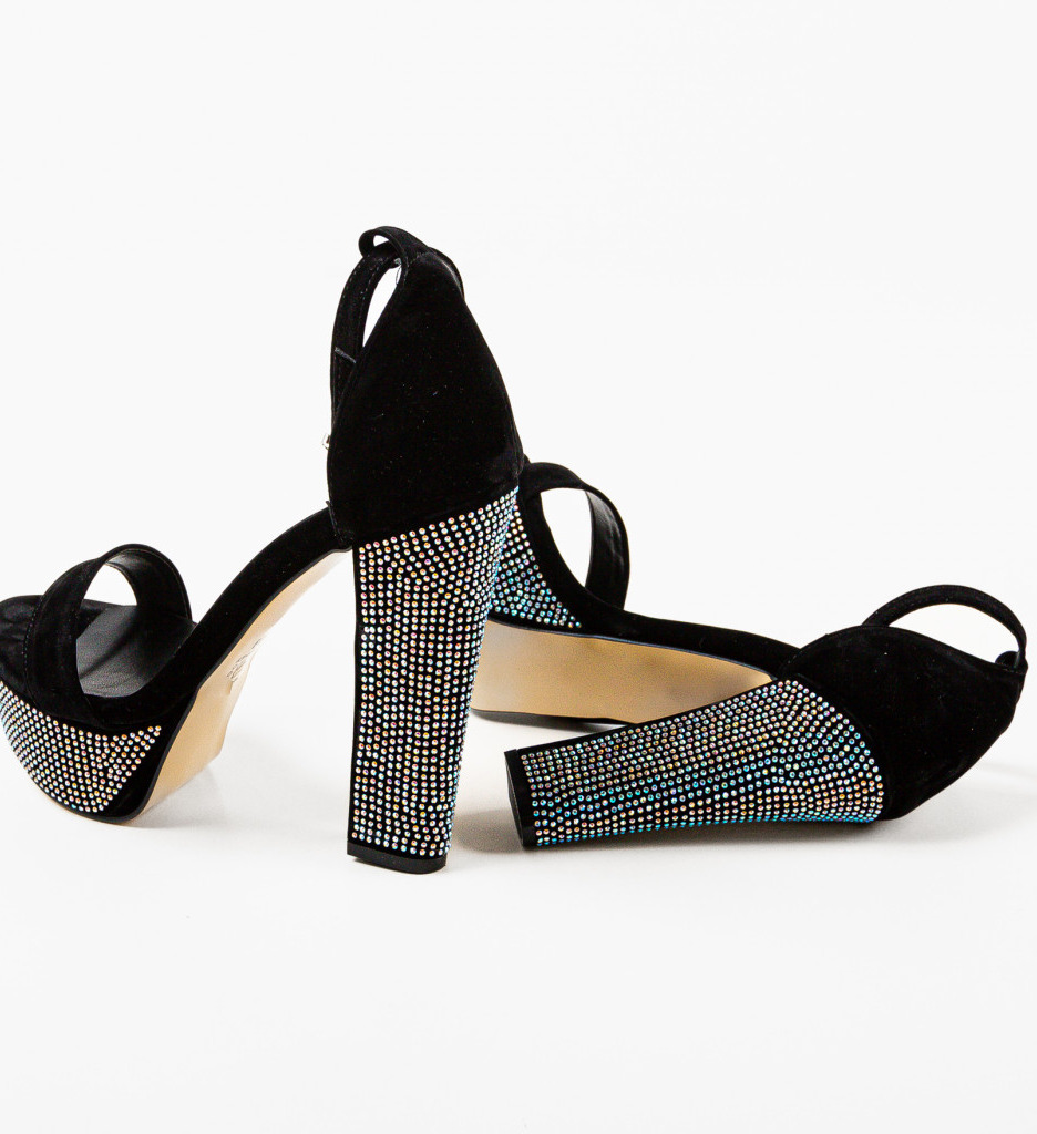 Sandale Elegante cu Toc Negre Muher - imagine 6