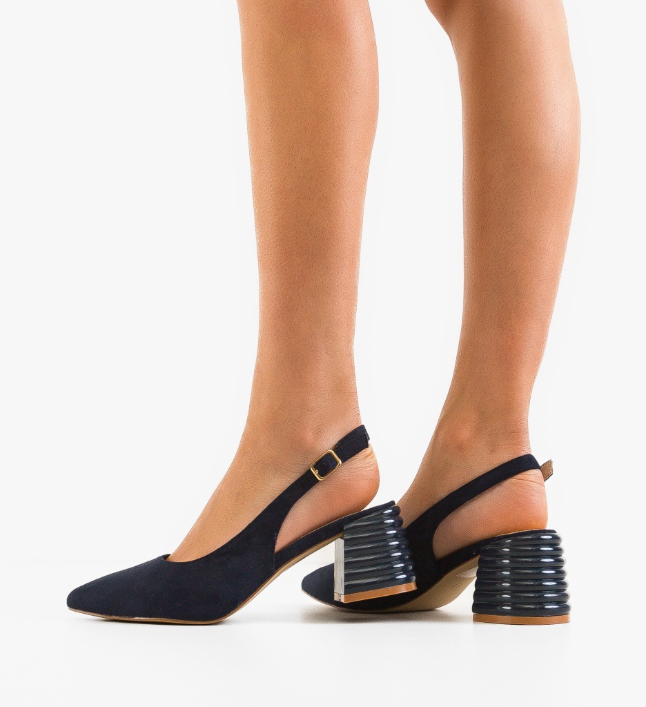 Pantofi Dama Westley Bleumarin cu Toc Eleganți - imagine 3