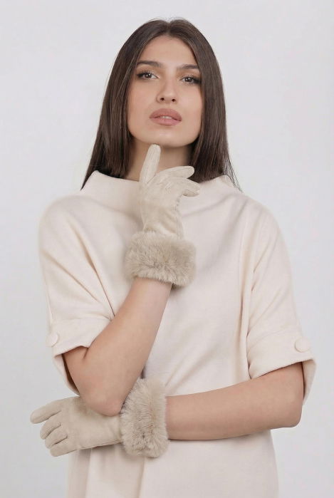 Mănuși Dama Shopika cu Blăniță și Touchscreen