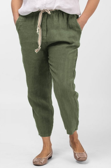 Pantaloni In Kaki Snur Alb | Shopika