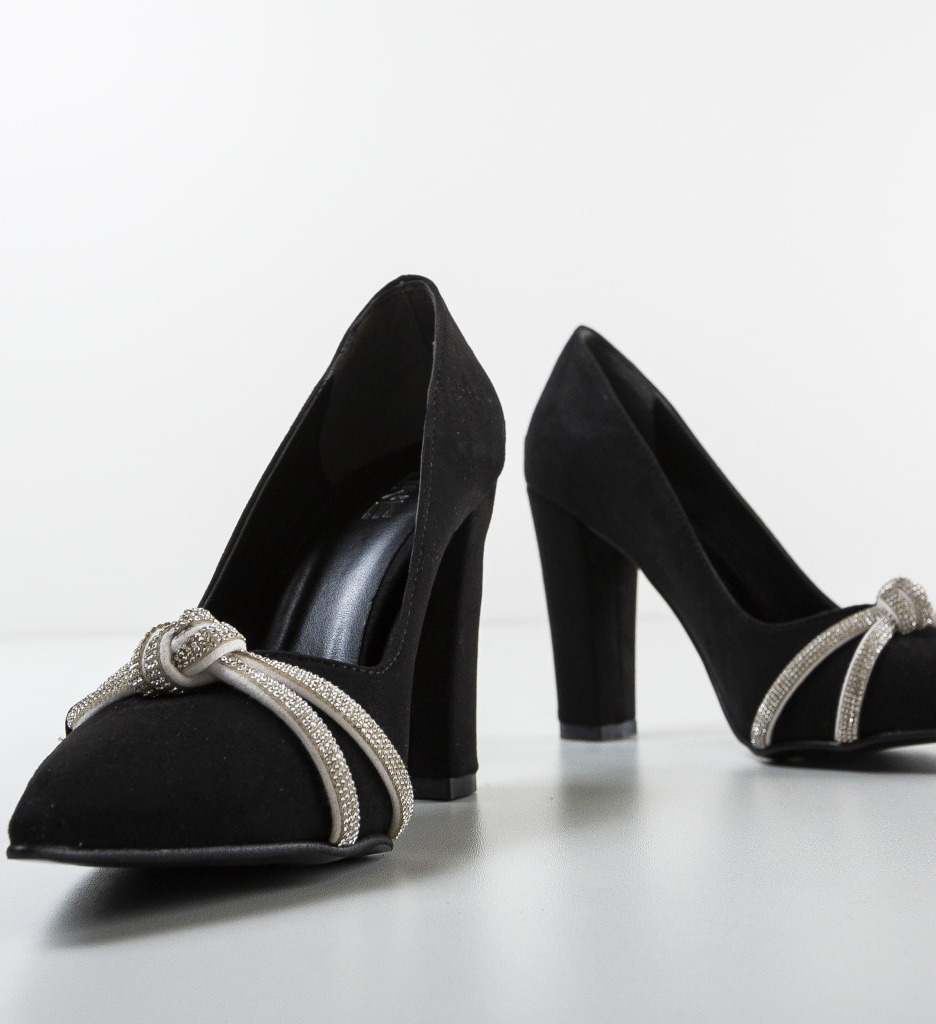 Pantofi Otbal Negri cu Toc Eleganți - imagine 7