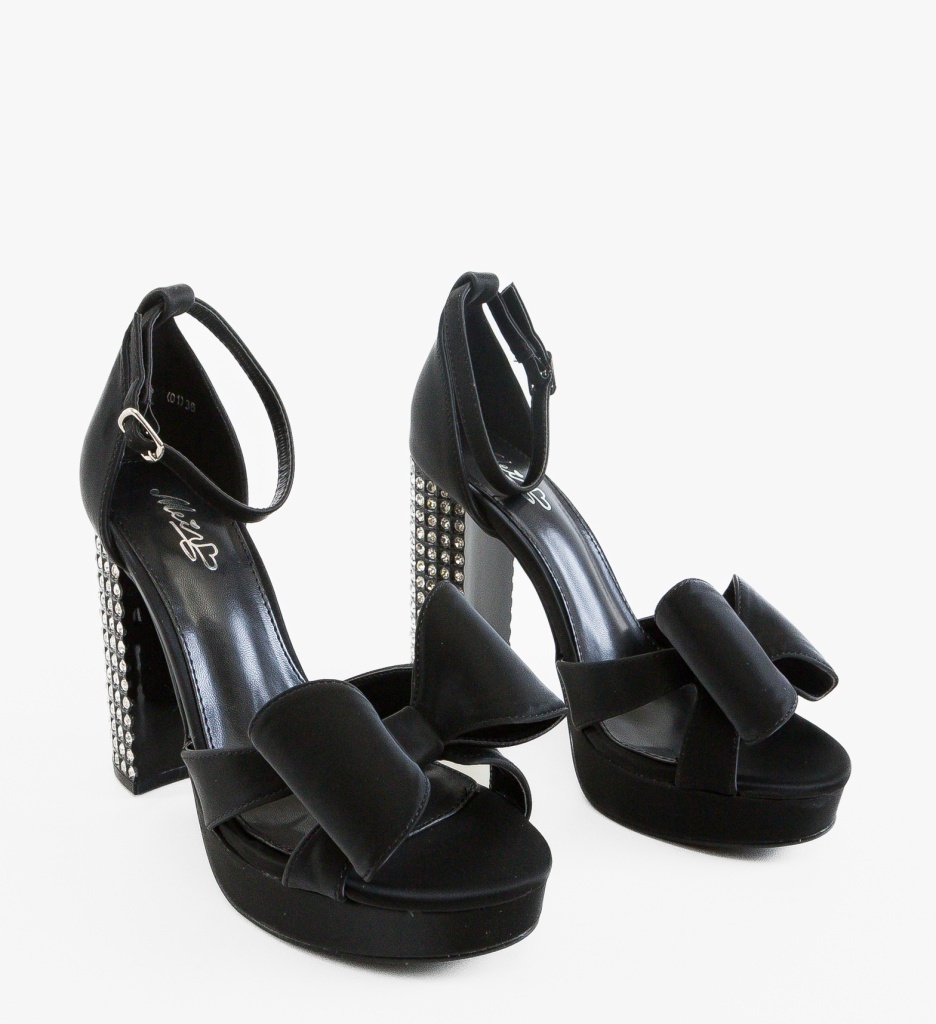 Sandale cu toc Lenna Negre - Eleganță și Stil - imagine 3