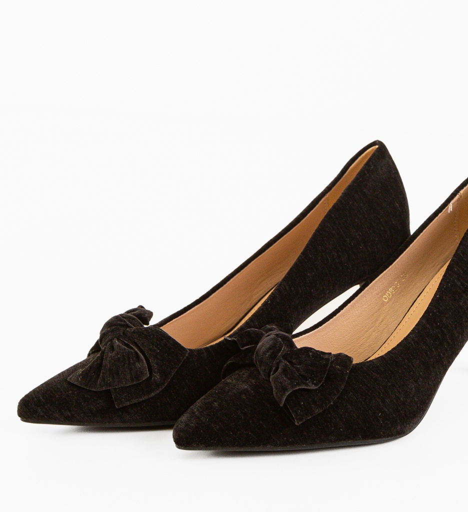 Pantofi Dama Vynel Negri cu Toc Eleganți - imagine 6
