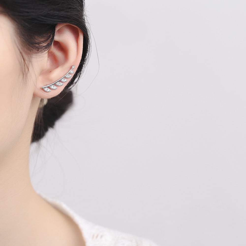 Cercei Ear Cuffs Delis Argint 925 Frunze - imagine 2