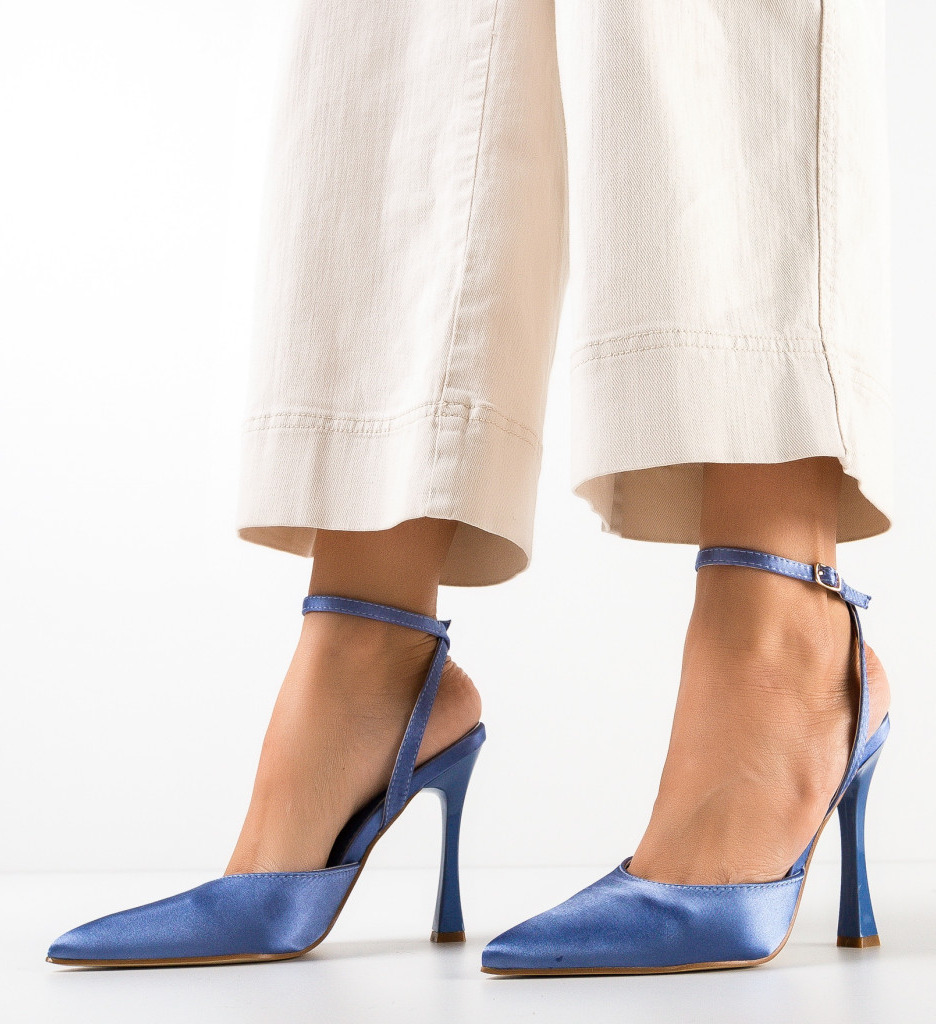 Pantofi Toc Lizor Albastri | Stil Modern