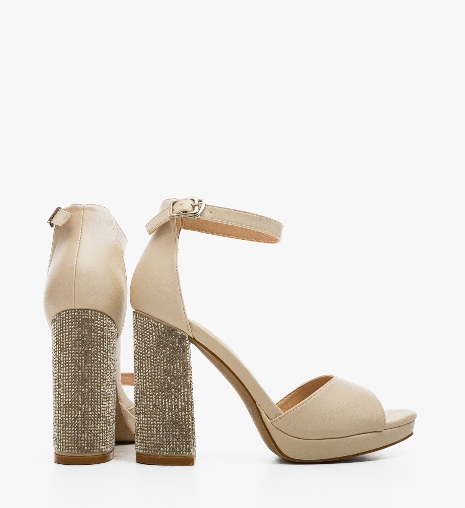 Sandale Dama Jazar Bej Elegante cu Toc - imagine 6