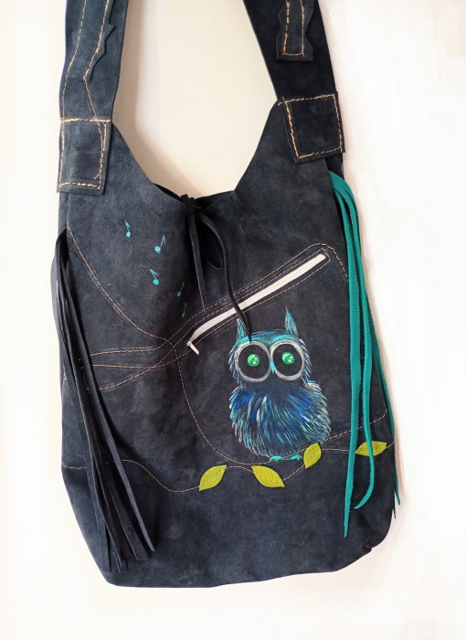 Geanta Sac Piele Naturala cu Margarete | Shopika - imagine 2