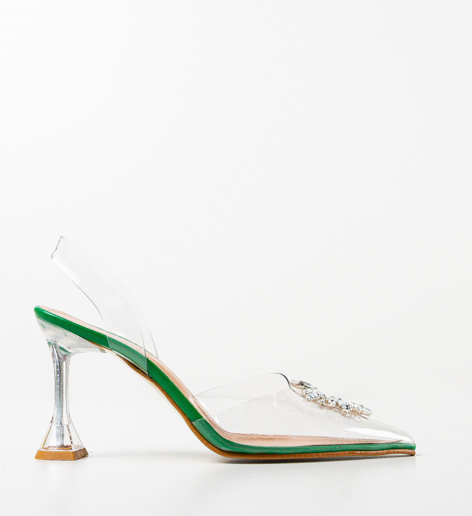 Pantofi Dama Verzi Eleganți cu Toc - imagine 5