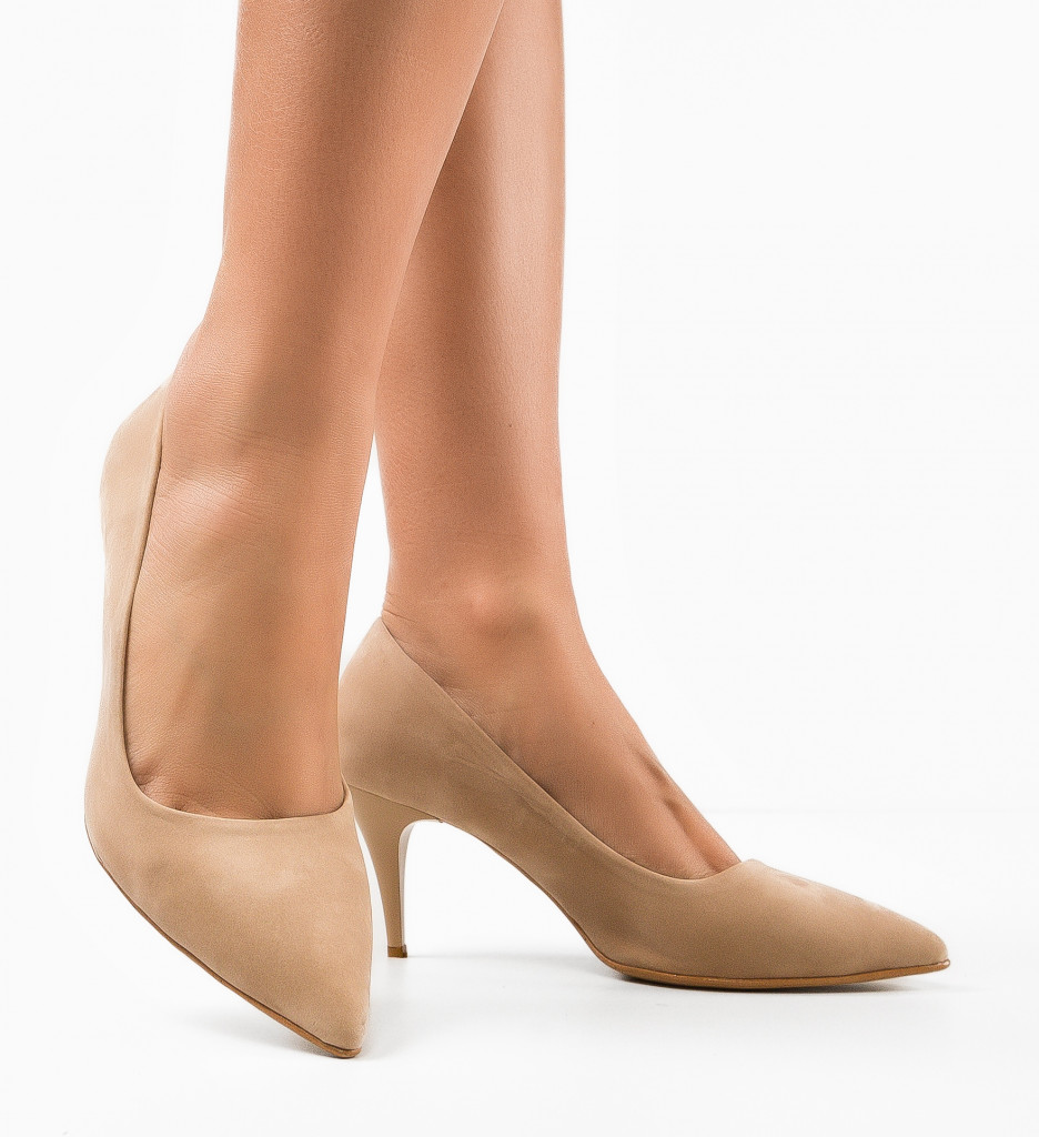 Pantofi Dama Jensy Bej cu Toc Elegant