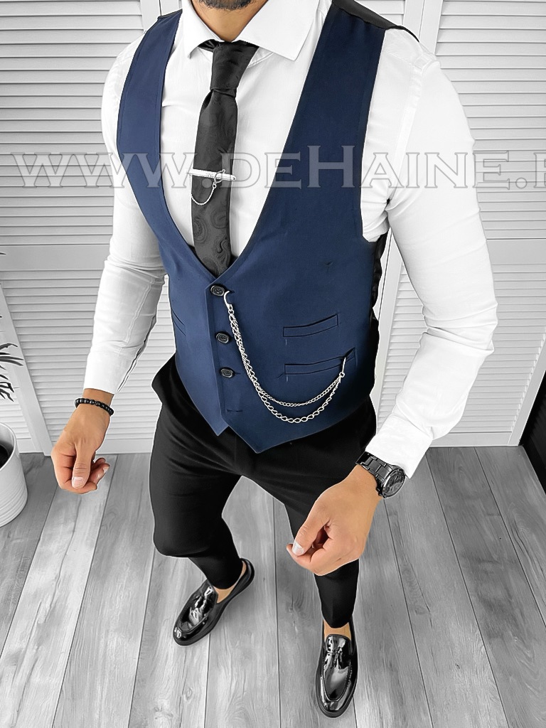 Vesta Barbati Eleganta Slim Fit Bleumarin