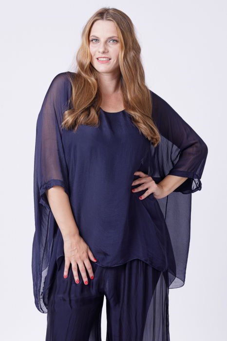 Bluza Matase Bleumarin Shopika | Eleganta & Confort