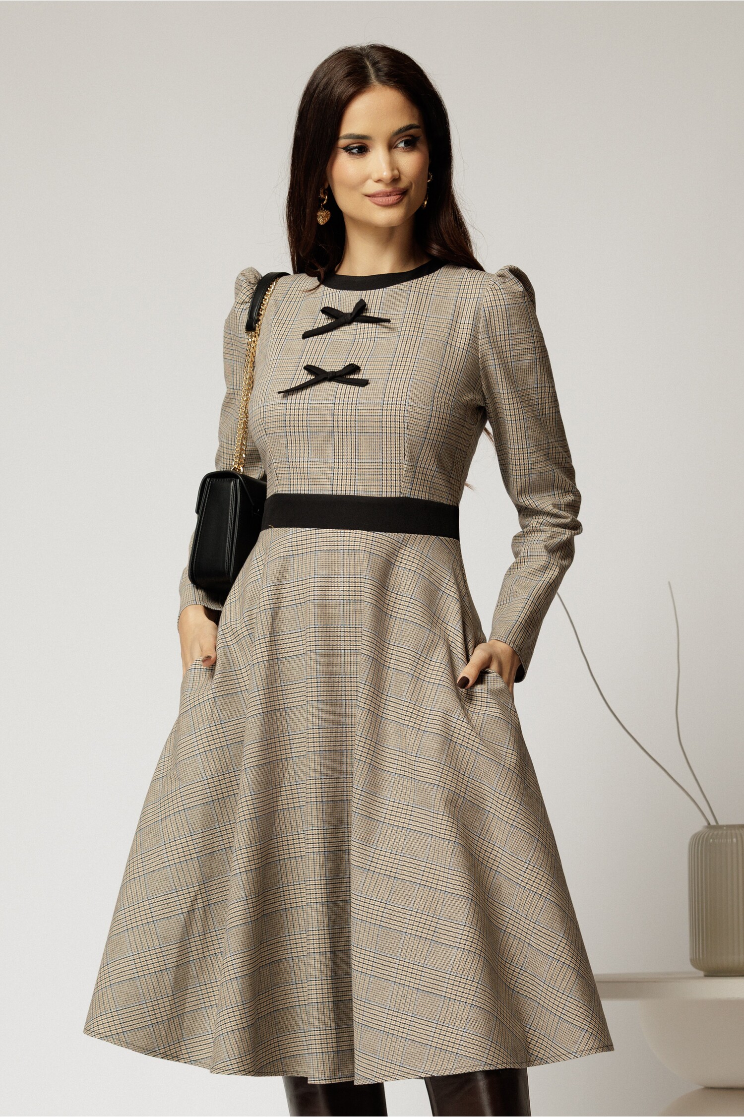 Rochie DY Fashion Pepit Bej | Elegantă Office