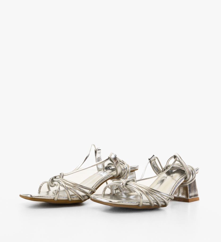 Sandale cu Toc Keanu Argintii | Elegante - imagine 5