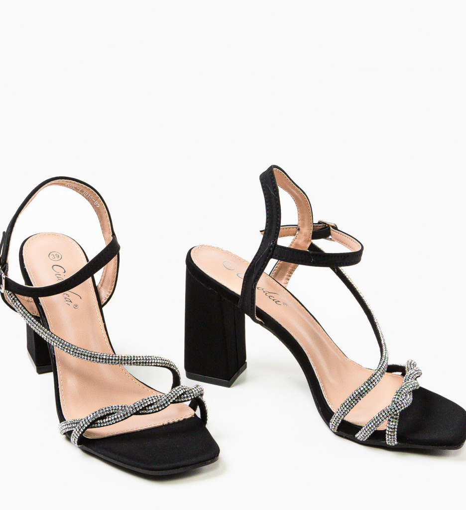 Sandale Toc Velvela Negre | Eleganță și Stil - imagine 7