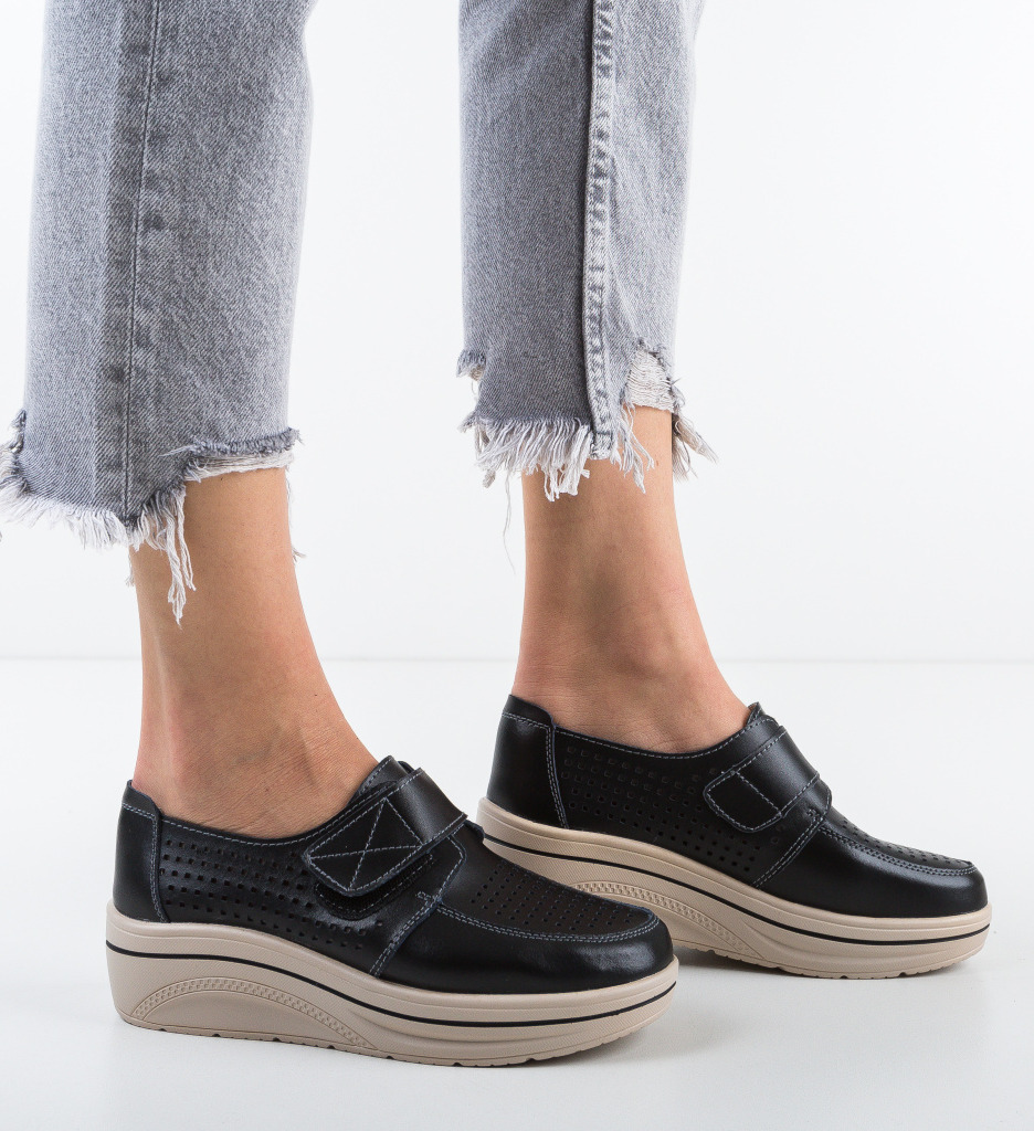 Pantofi Casual Rezolito Negri Confort - imagine 3