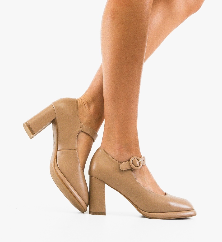 Pantofi cu Toc Jazmine Bej - Eleganți