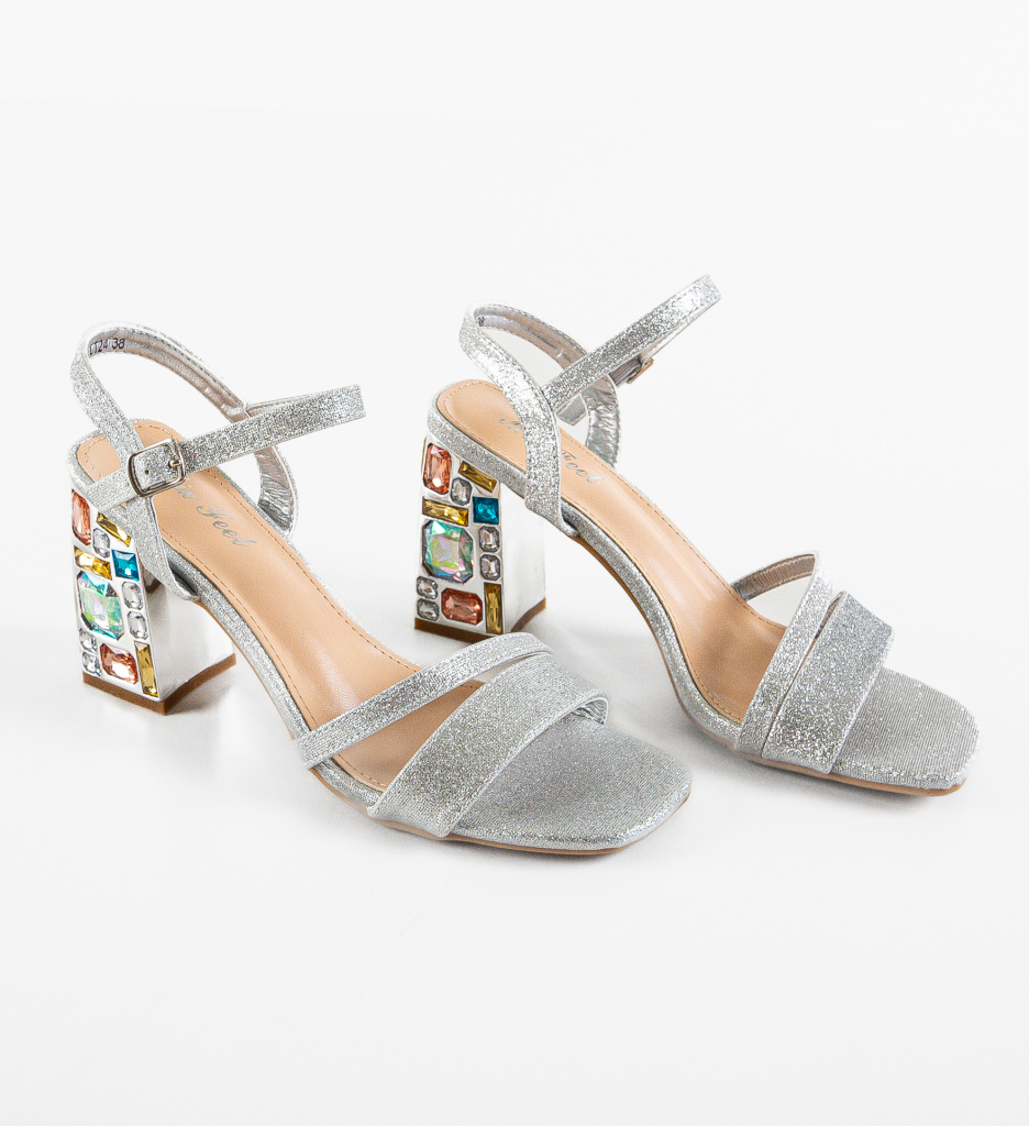 Sandale cu Toc Argintii Esen - Eleganță Asigurată - imagine 7
