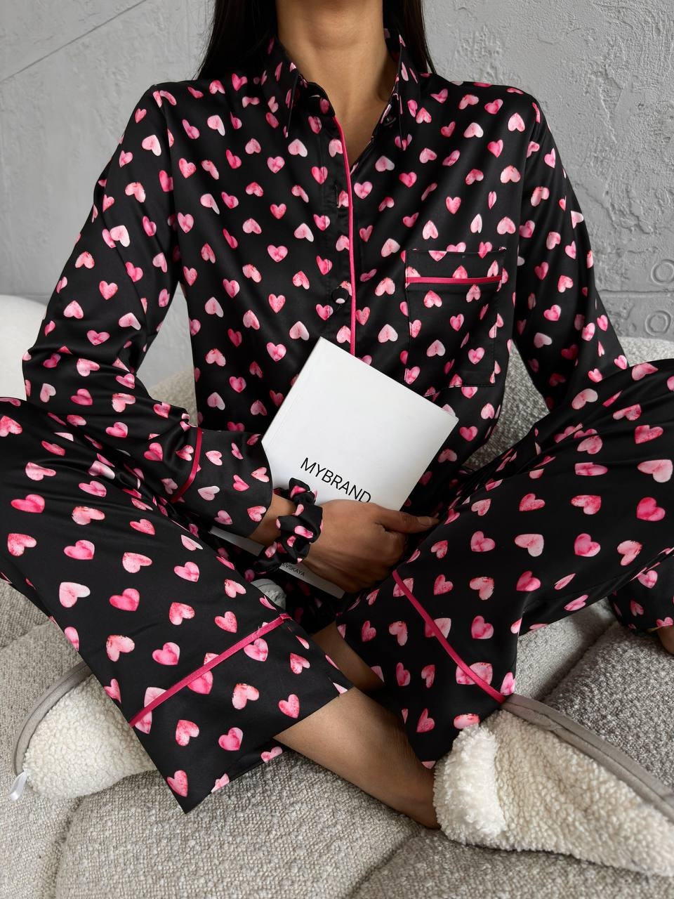 Set Pijama Dama 2 Piese Delis Negru/Roz - imagine 3