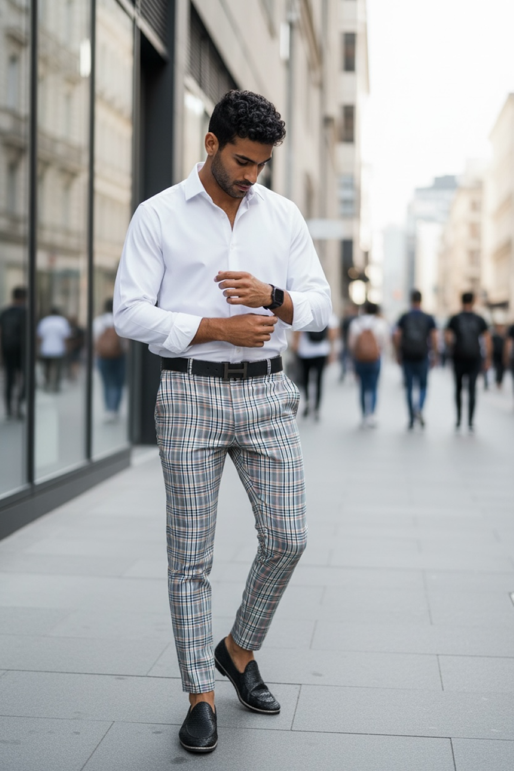 Pantaloni Barbati Eleganti Gri Conici - imagine 2