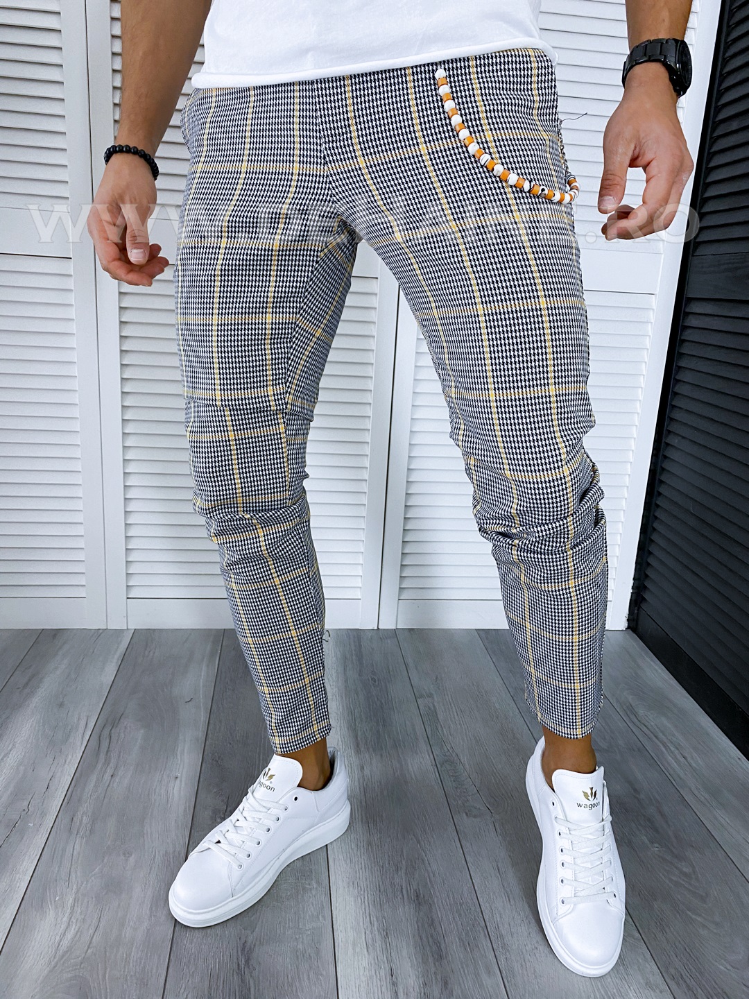 Pantaloni Barbati Gri Carouri Confort & Stil