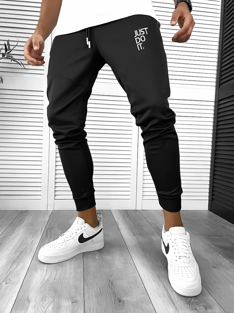 Pantaloni trening negri conici - confort modern