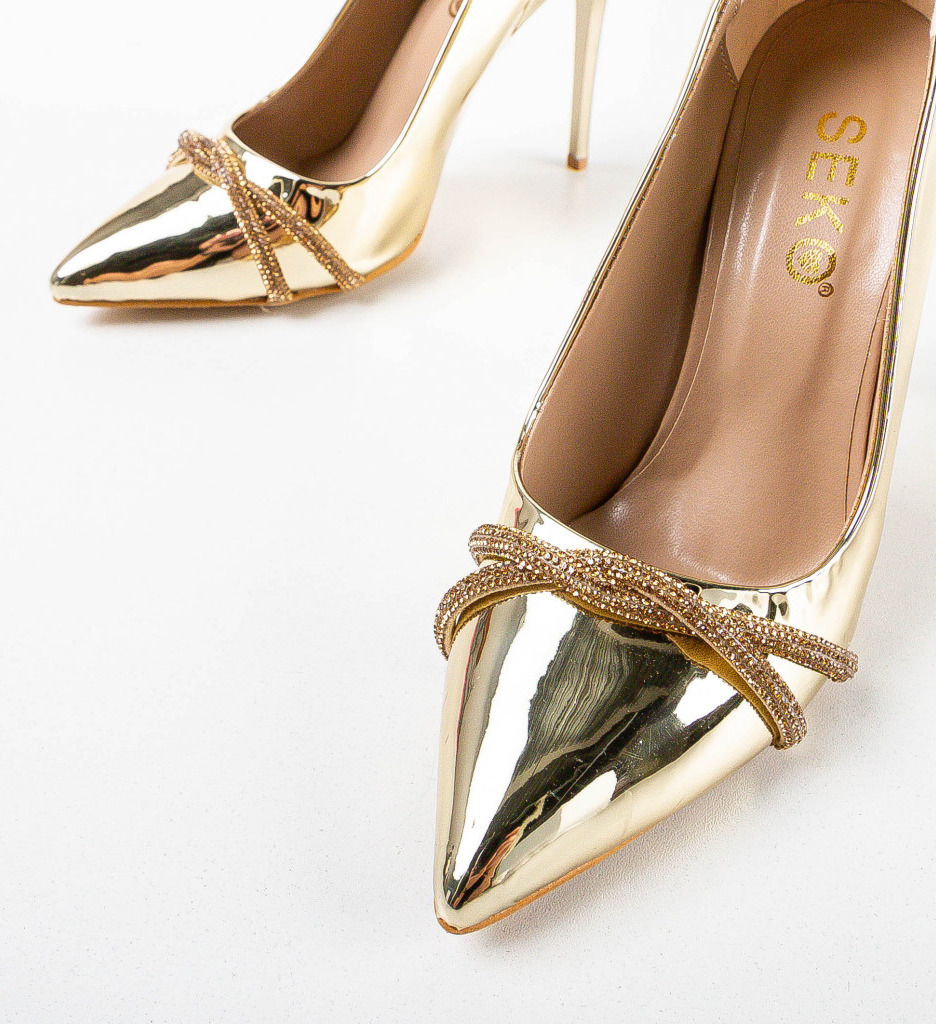Pantofi Honrey Aurii | Eleganți de Ocazie - imagine 5