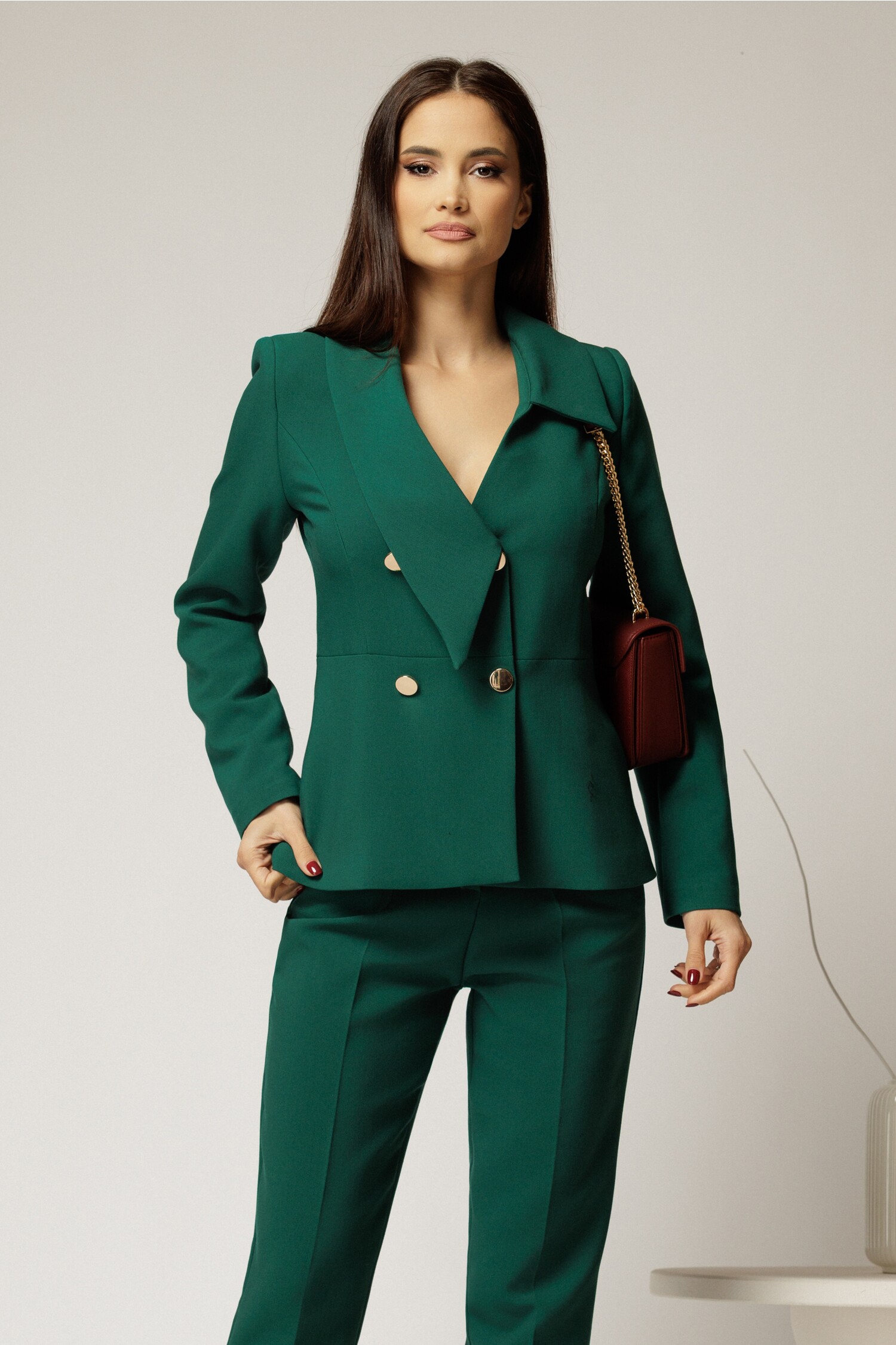 Sacou Verde Beatriz Elegant cu Rever - Stil Refined