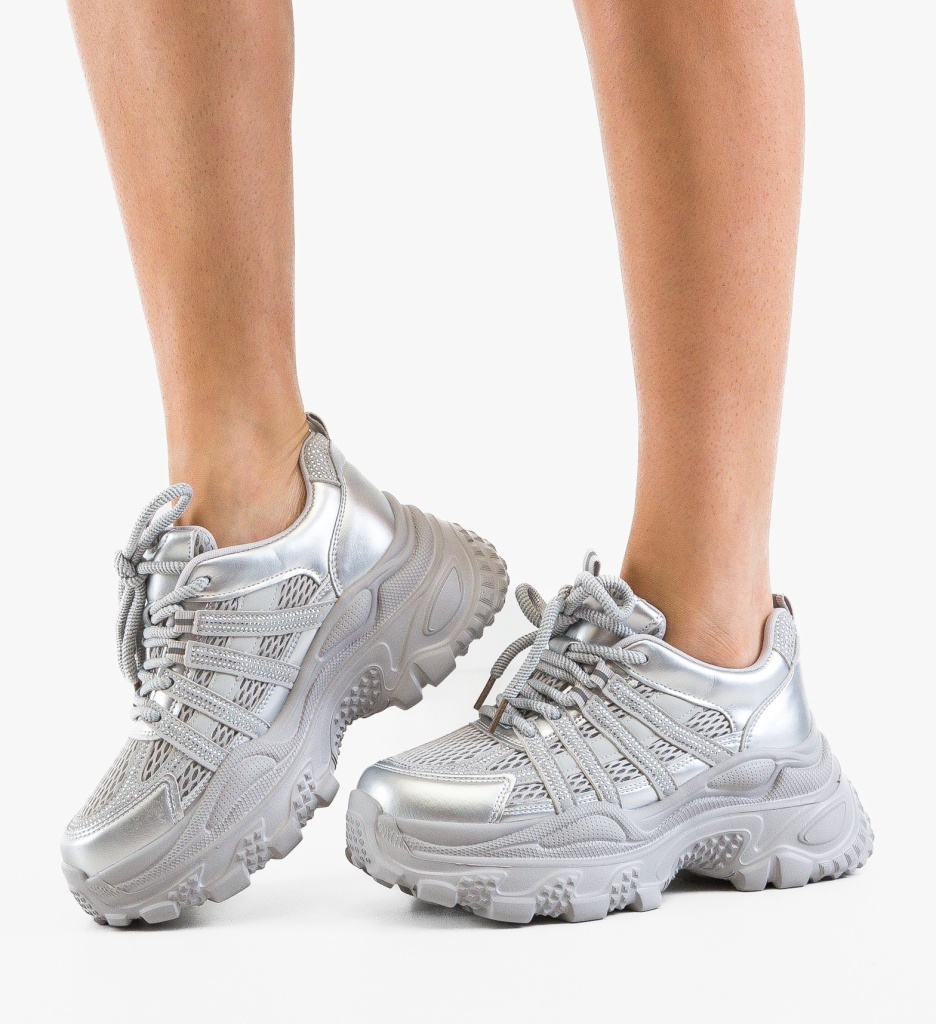 Sneakers Dama Zerra Argintii - Stil și Confort Sport - imagine 8