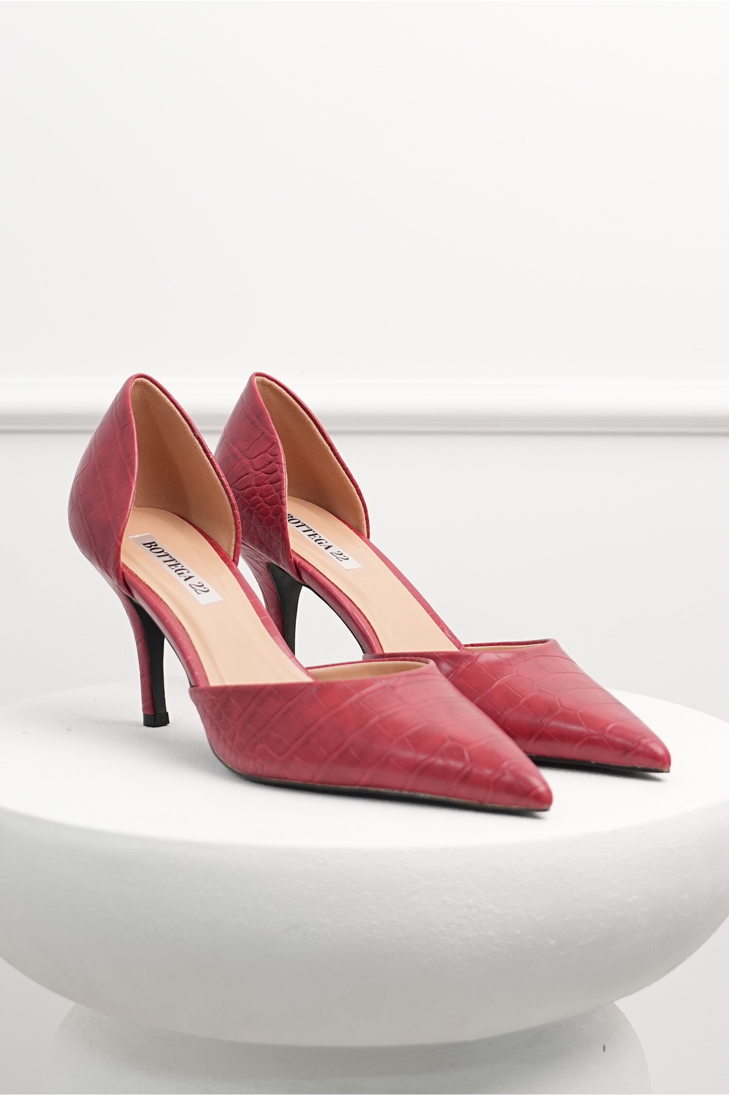 Pantofi rosii eleganti cu model snake