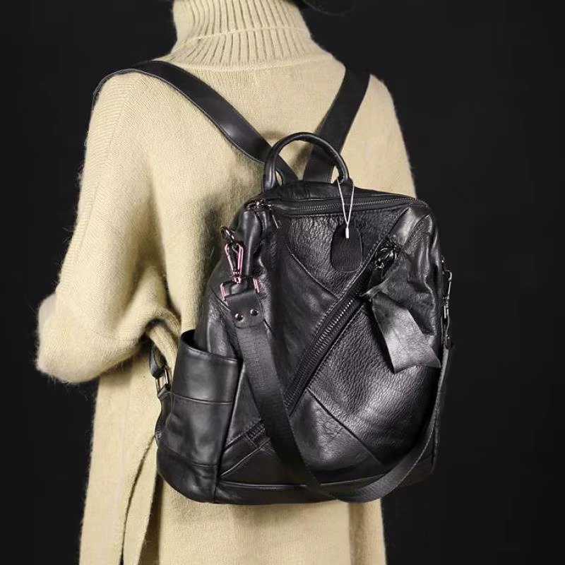 Rucsac dama Elarin GT3642 din piele naturala, Negru - imagine 2