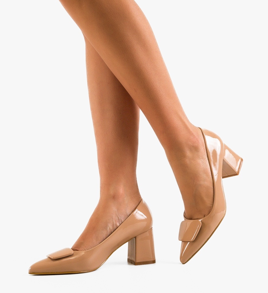 Pantofi Dama Roanda Nude Eleganți cu Toc
