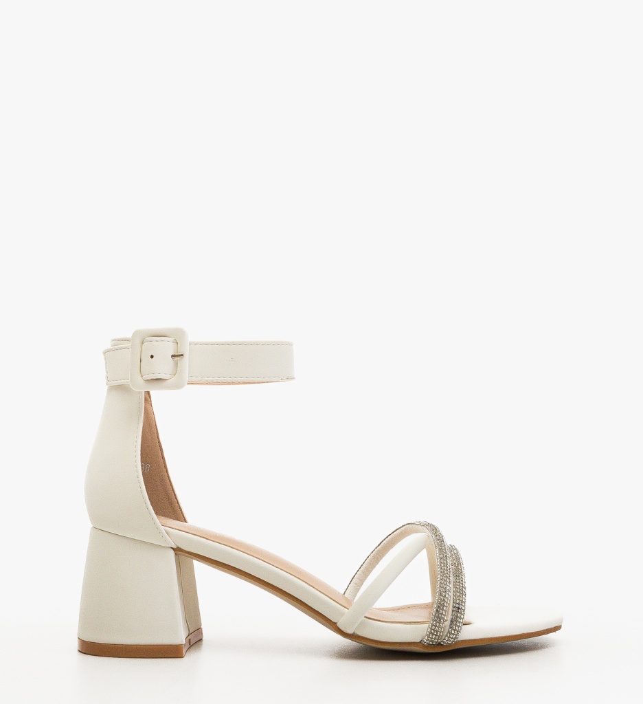 Sandale Dama Lazy Albe cu Toc Elegante - imagine 2