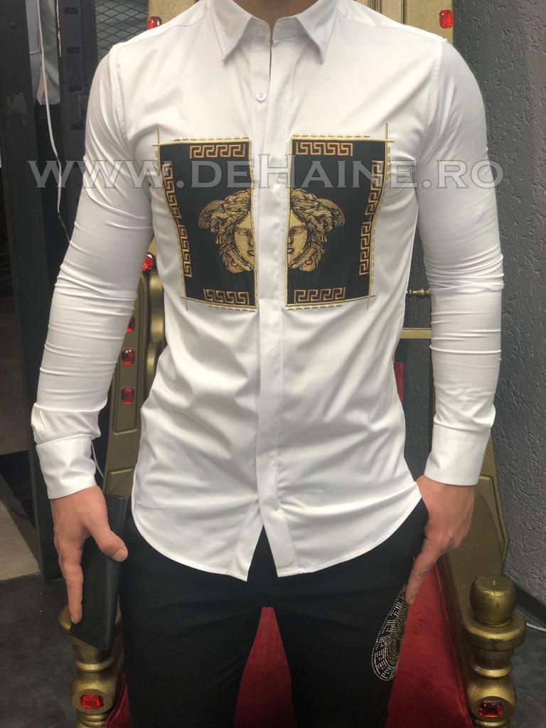 Cămașă albă slim fit bărbați pentru evenimente