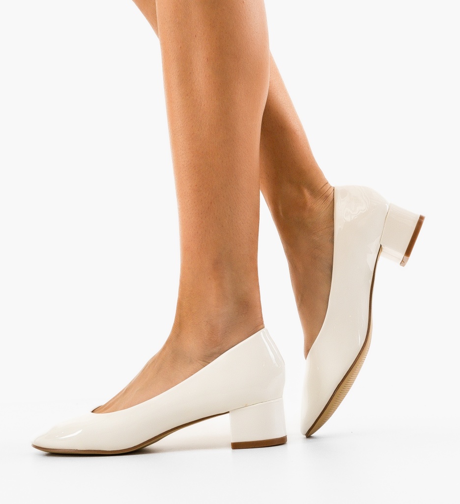 Pantofi Kubob Albi cu Toc Elegant - imagine 2