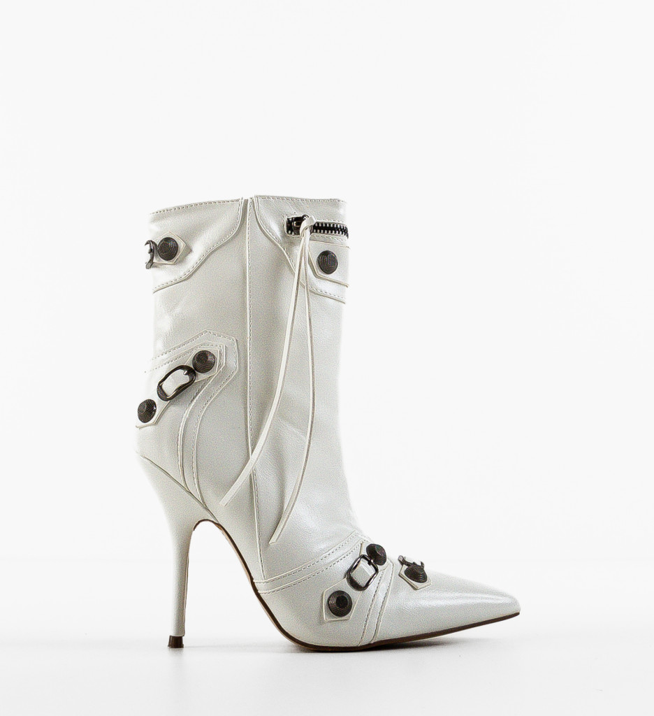 Botine Dama Albe Elegante - Stil și Confort - imagine 4