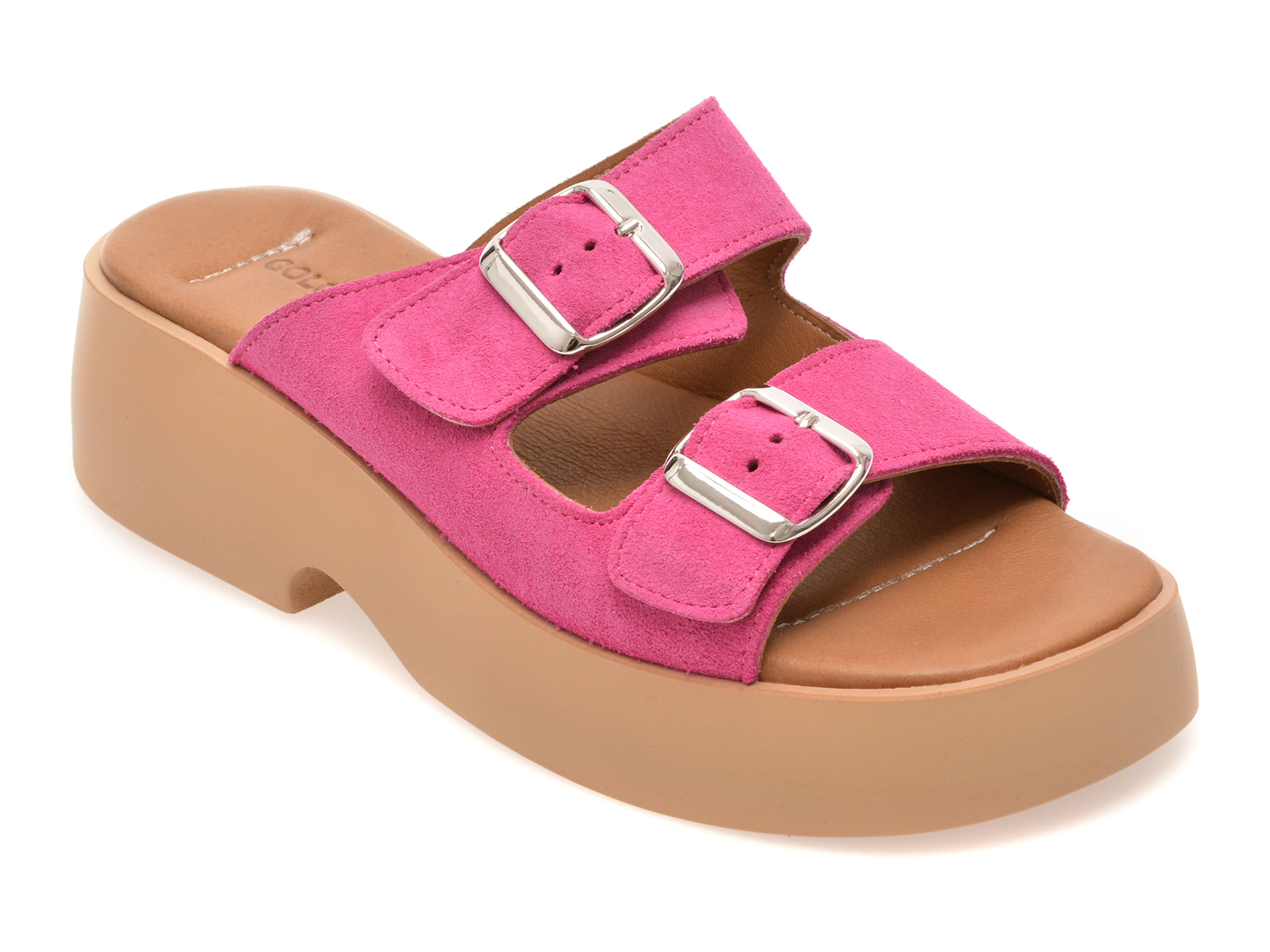 Papuci GOLD DEER fucsia din piele intoarsa