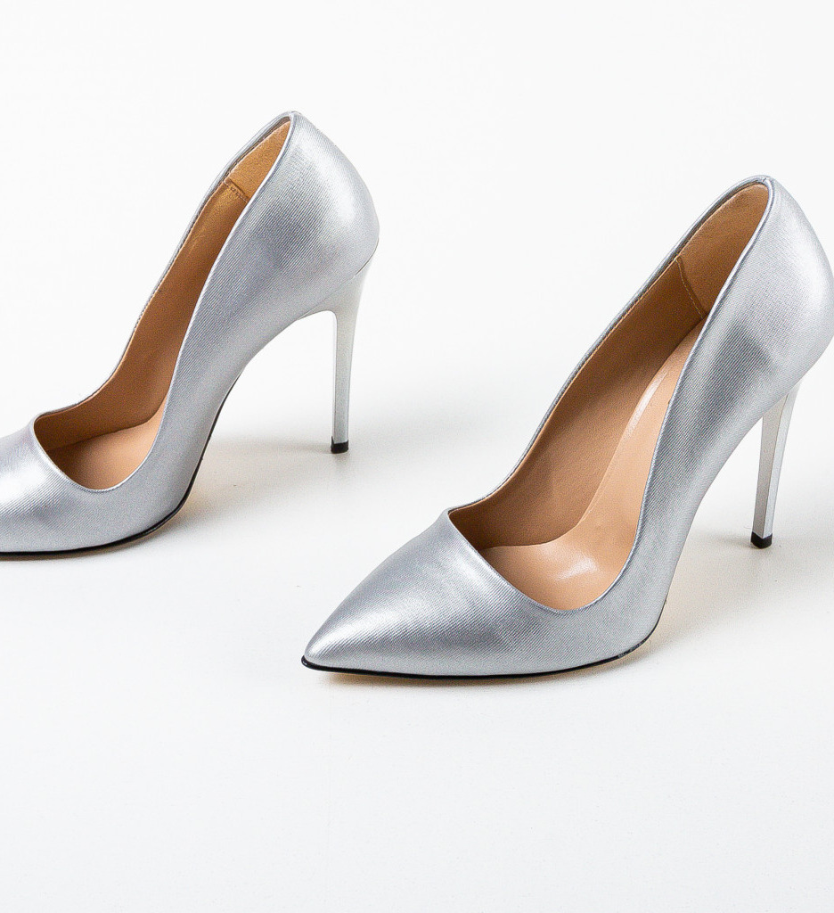 Pantofi Eoin Argintii | Toc Elegant - imagine 10