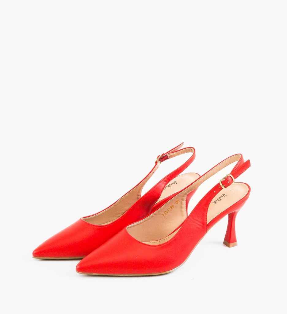 Pantofi Sanders Rosii Eleganți cu Toc - imagine 5