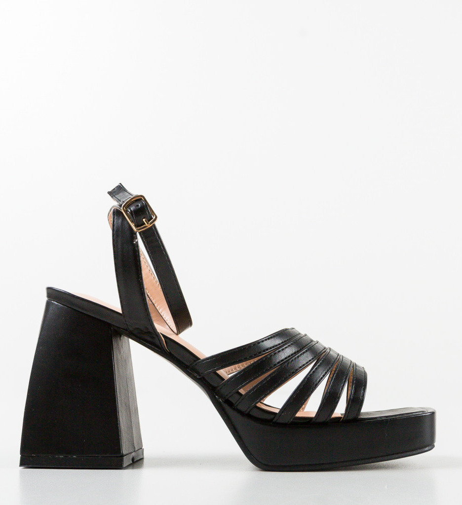 Sandale Tago Negre cu Toc Elegante - imagine 5