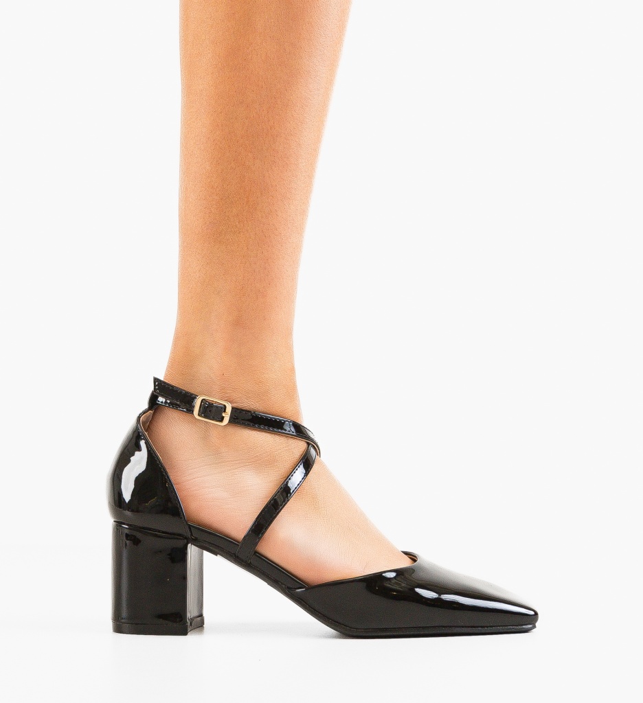 Pantofi Eleganți Zawadi Negri cu Toc - imagine 7