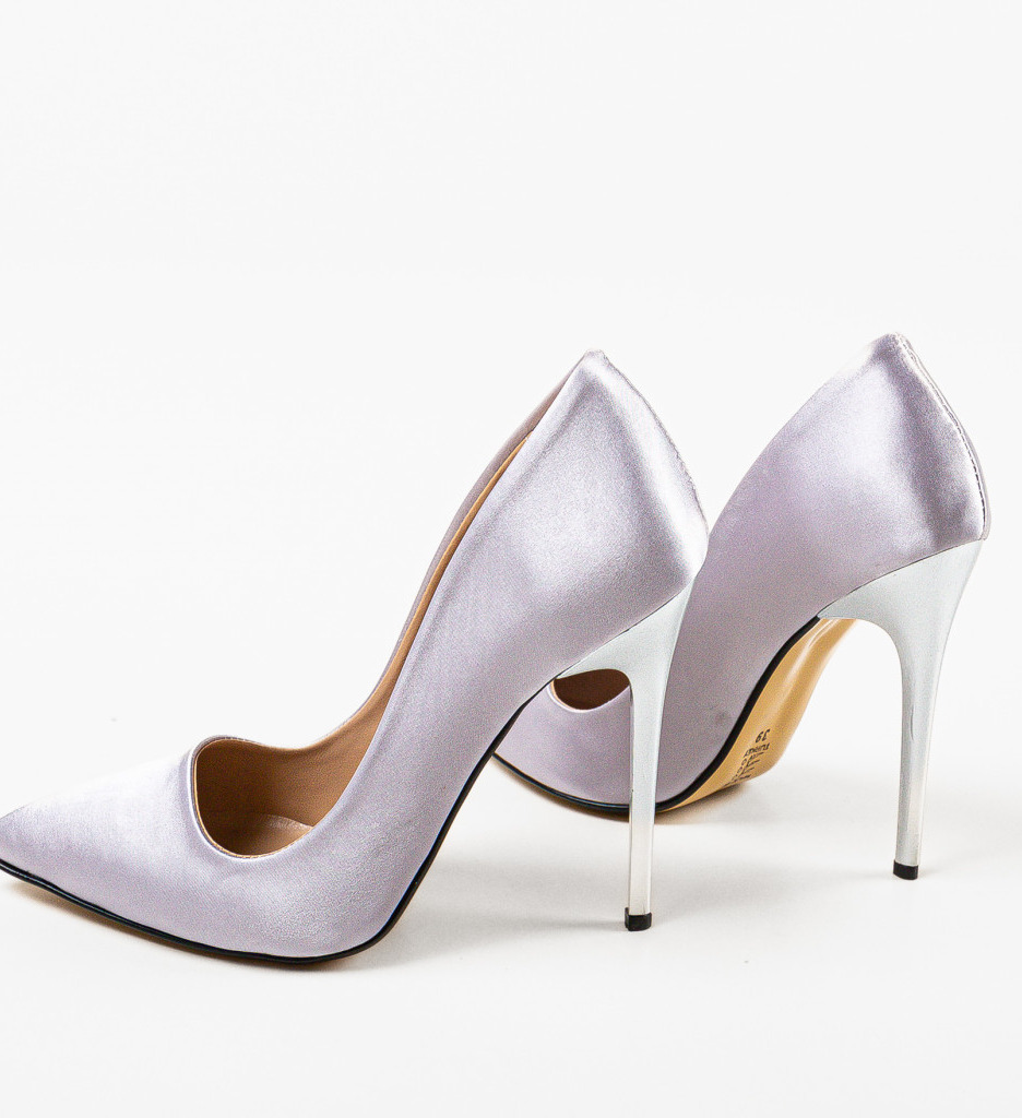 Pantofi Dama Damasa Gri cu Toc Eleganți - imagine 7