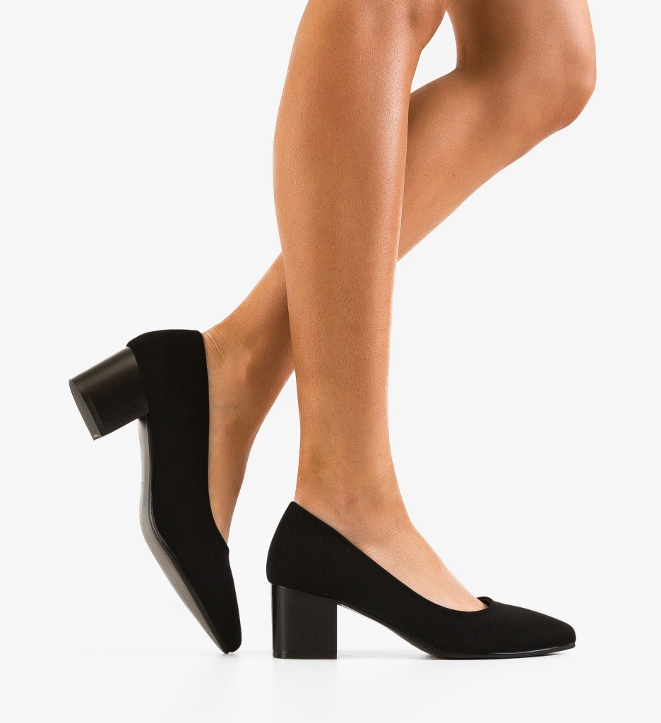 Pantofi cu Toc Perkins Negri 2 - Stil Clasic - imagine 2