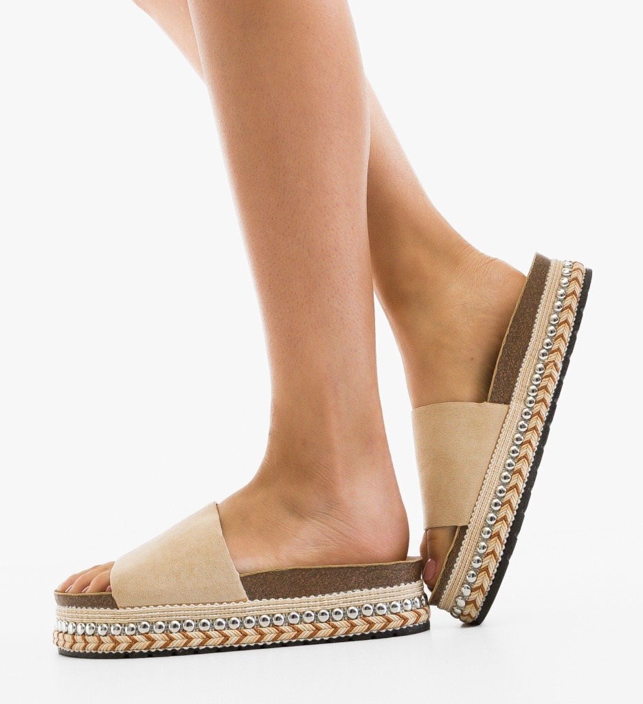 Papuci Dama Patyna Bej - Confort & Stil Casual