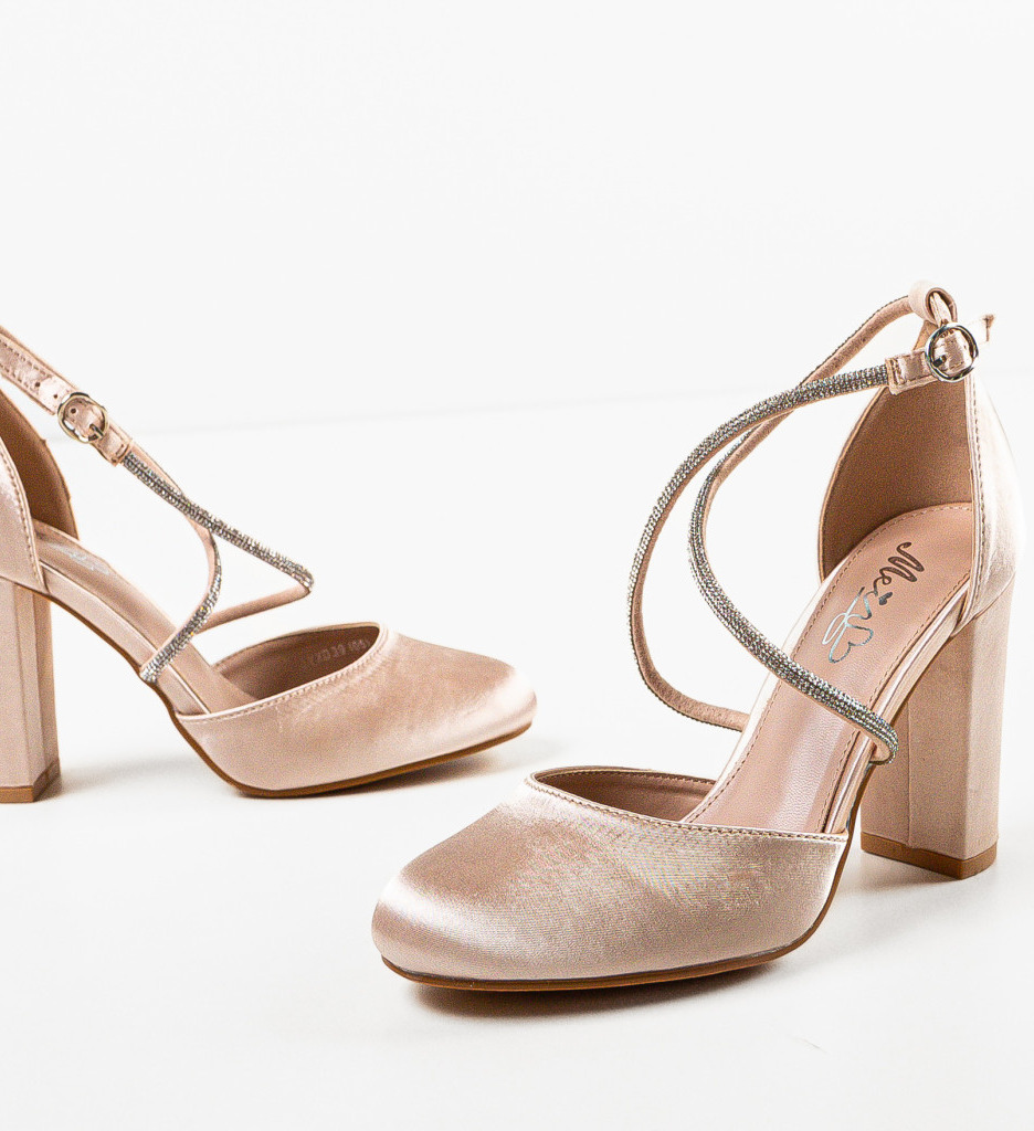 Pantofi Semnak Bej Eleganți cu Toc - imagine 7