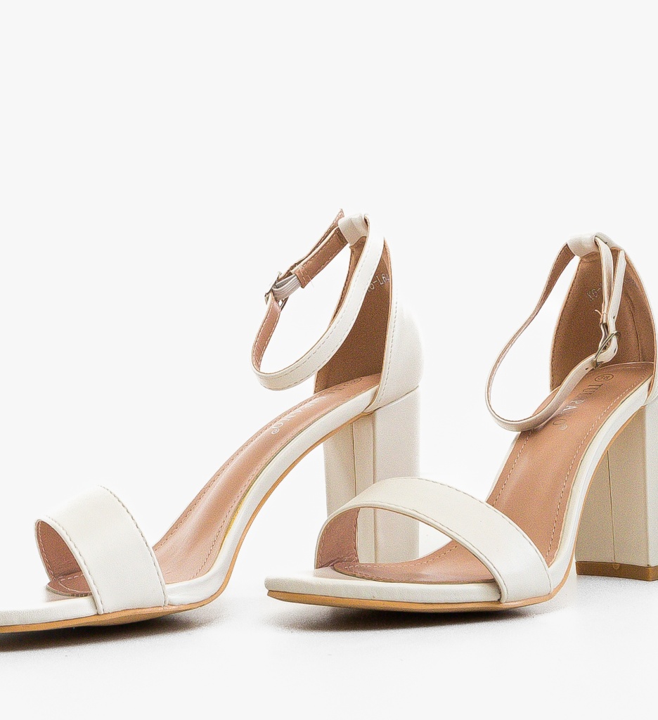 Sandale Kaya Albe Elegante cu Toc - imagine 5